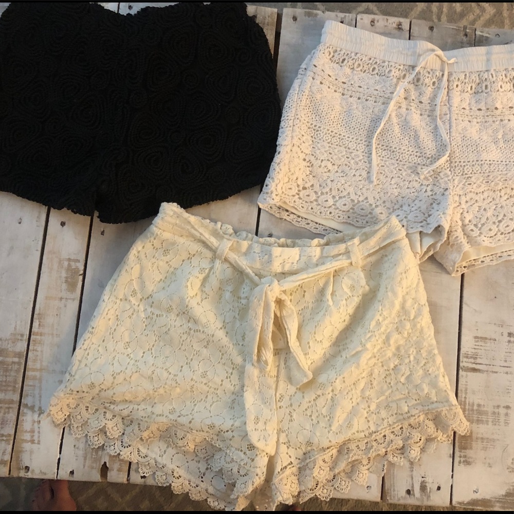 LACE SHORTS BUNDLE! cream, white and black!